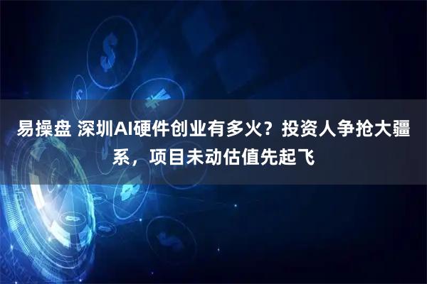 易操盘 深圳AI硬件创业有多火？投资人争抢大疆系，项目未动估值先起飞