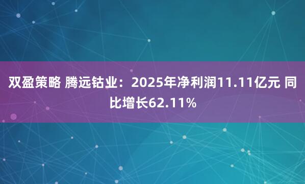 双盈策略 腾远钴业：2025年净利润11.11亿元 同比增长62.11%